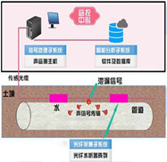 光纖水聽(tīng)器偵聽(tīng)傳感系統(tǒng)是長(zhǎng)輸管線管道泄漏監(jiān)測(cè)系統(tǒng)的其中一種解決方案，常用在原水管線、輸氣管線、輸油管線上，采用光纖水聽(tīng)器組成的陣列進(jìn)行長(zhǎng)距離管道泄漏、滲漏、漏損、漏失監(jiān)測(cè)，在長(zhǎng)輸管道中每隔 500m~1km 左右布置一個(gè)光纖水聽(tīng)器，通過(guò)光纜將水聽(tīng)器串接并傳輸信號(hào)，當(dāng)兩聲波傳感器之間發(fā)生因泄露引起聲波或振動(dòng)時(shí)相鄰水聽(tīng)器探測(cè)到該信號(hào)并對(duì)其進(jìn)行識(shí)別與定位。